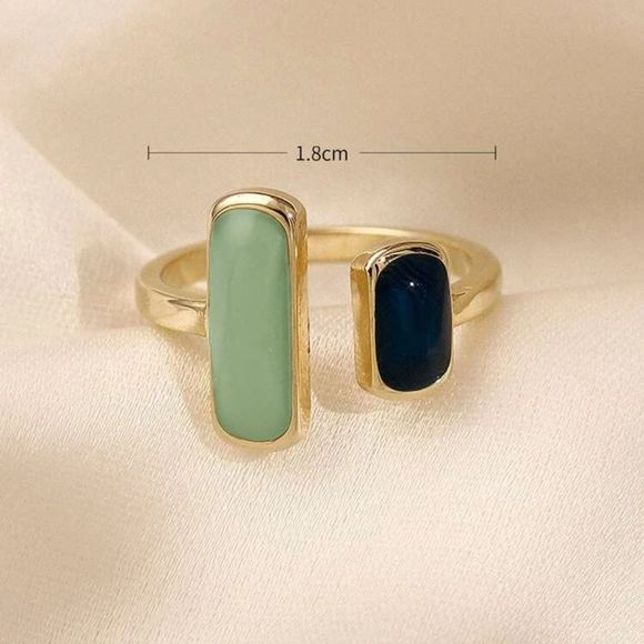 Alloy Dark Blue and Aqua Cuff Ring - Picture 3 of 6